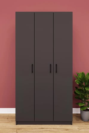 Asra Trend MDF 3 Kapaklı Gardırop - 90×180×47cm, 5 Raflı Düzenleyici Çok Amaçlı Dolap, G-07