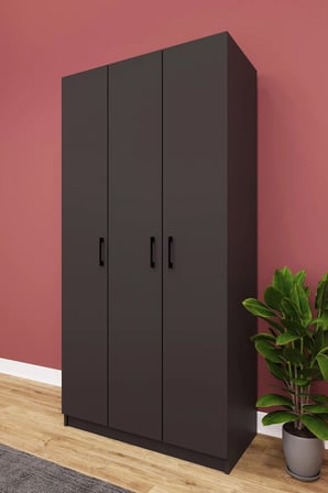 Asra Trend MDF 3 Kapaklı Gardırop - 90×180×47cm, 5 Raflı Düzenleyici Çok Amaçlı Dolap, G-07