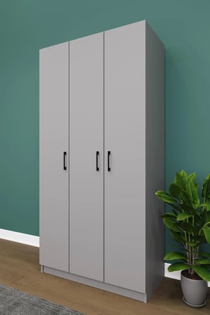 Asra Trend MDF 3 Kapaklı Gardırop - 90×180×47cm, 5 Raflı Düzenleyici Çok Amaçlı Dolap, G-07
