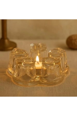 4 Adet Cam Isıtma Standı – Mumlu Tasarım, Şeffaf Kalın Cam, Çaydanlık Ve Cam Demlik Altlığı, Cam Isıtıcı Teapot Warmer