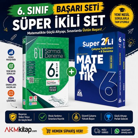 Örnek Akademi 6. Sınıf Süper İkili Matematik ve Evrensel İletişim 6 lı Sarmal Deneme Seti 2 Kitap