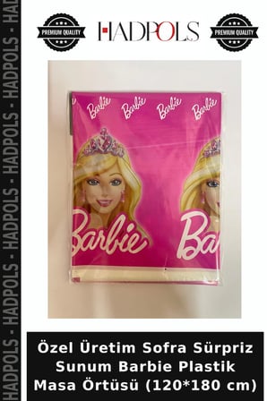 Özel Üretim Sofra Sürpriz Sunum Barbie Plastik Masa Örtüsü (120*180 cm)