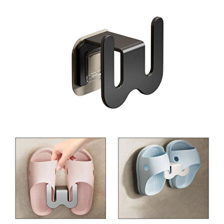 Microcase Duvara Monte Yapışkanlı Metal Terlik Askılığı Çok Fonksiyonlu Portatif Askılık - GRİ AL4933 1 Adet