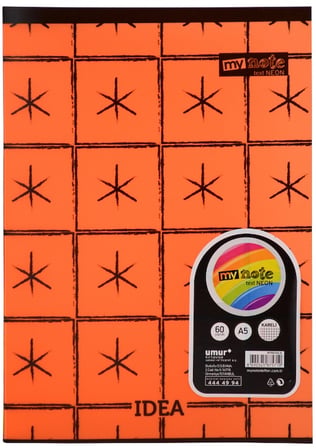 MYNOTE TEXT NEON DEFTER A5 60 YP KARELİ SPİRALSİZ MYN4102-KKARIŞIK 1 ADET
