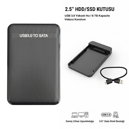 GABBLE 2.5 İnç Vidasız HDD SSD Kutusu USB 3.0 6 TB Destekli Harici Disk Çevirici