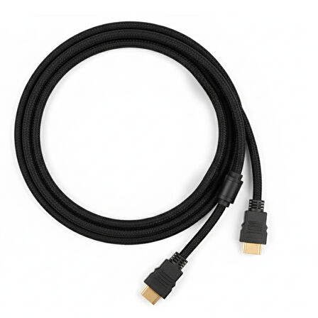 10 Metre Ekstra Koruma Hasır Örgülü Altın Uçlu Parazit Filtreli (Ferrit Çekirdek) HDMI Kablo