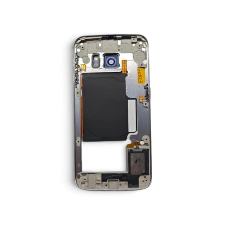 G925 Orta Kasa Galaxy S6 Edge Uyumlu Siyah Renk Orta Kasa Çerçeve + Ses Açma ON OFF Tuş Plastik Kamera Camı ve Hoparlör