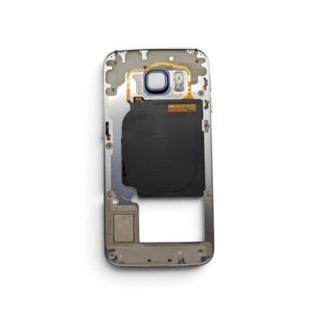 G925 Orta Kasa Galaxy S6 Edge Uyumlu Siyah Renk Orta Kasa Çerçeve + Ses Açma ON OFF Tuş Plastik Kamera Camı ve Hoparlör