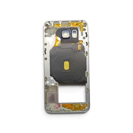 G928 Orta Kasa Galaxy S6 Edge Plus Uyumlu Siyah Renk Orta Kasa Çerçeve + Ses Açma ON OFF Tuş Plastik Kamera Camı ve Hoparlör Koyu Gri