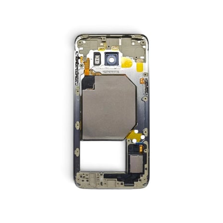 G928 Orta Kasa Galaxy S6 Edge Plus Uyumlu Siyah Renk Orta Kasa Çerçeve + Ses Açma ON OFF Tuş Plastik Kamera Camı ve Hoparlör Koyu Gri