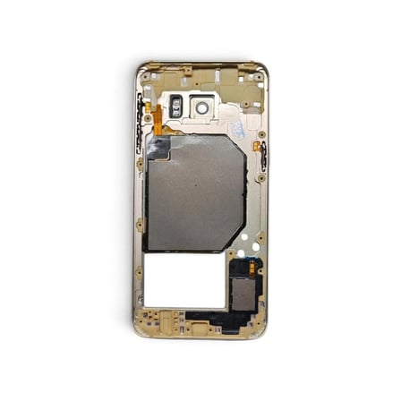 G928 Orta Kasa Galaxy S6 Edge Plus Uyumlu Beyaz Renk Orta Kasa Çerçeve + Ses Açma ON OFF Tuş Plastik Kamera Camı ve Hoparlör Gümüş