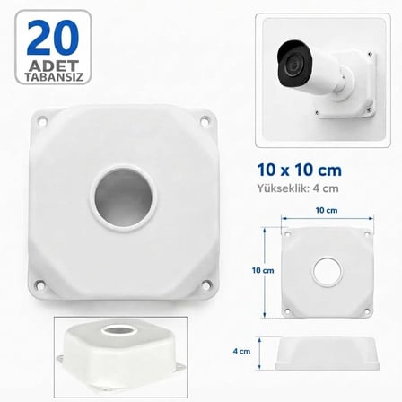 VOREX 20 Adet 10x10cm Tabansız Kamera Buatı Beyaz Kamera Montaj Kutusu Bullet Dome IP CCTV Uyumlu