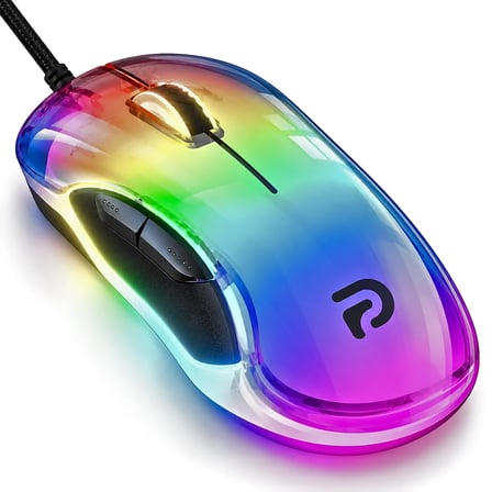 Trio G702 7200 DPI Şeffaf RGB 7 Tuşlu Kablolu Gaming Oyuncu Mouse 160 cm Örgü Kablo
