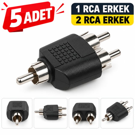 5’li RCA Erkek Erkek Adaptör AV Ses Görüntü Çevirici Ara Konnektör
