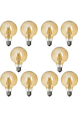 G95 Flamanlı Rustik 4w Led Ampul 10'lu Dekoratif Vintage Aydınlatma EDİSON