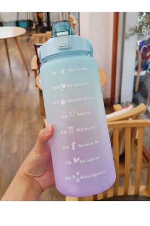 Özel Üretim Sporcu Suluğu Zaman İşaretli Kap Büyük Matara Günlük Motivasyon Su Matarası 2 Litre