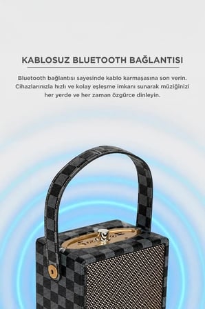 Ofis İçin Dinleme Ses Cihazı Bluetooth Hoparlör Taşınabilir Speaker Wooden Case X2 Mavi