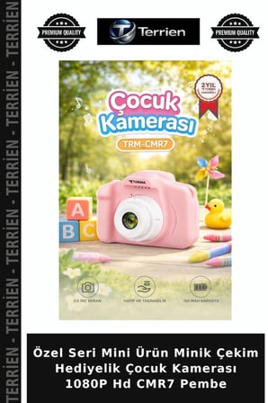Özel Seri Mini Ürün Minik Çekim Hediyelik Çocuk Kamerası 1080P Hd CMR7 Pembe