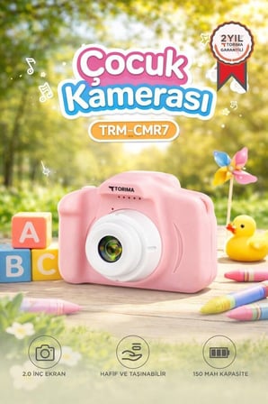 Özel Seri Mini Ürün Minik Çekim Hediyelik Çocuk Kamerası 1080P Hd CMR7 Pembe