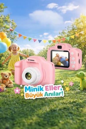 Özel Seri Mini Ürün Minik Çekim Hediyelik Çocuk Kamerası 1080P Hd CMR7 Pembe