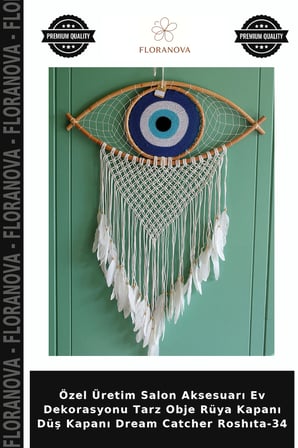 Özel Üretim Salon Aksesuarı Ev Dekorasyonu Tarz Obje Rüya Kapanı Düş Kapanı Dream Catcher Roshıta-34
