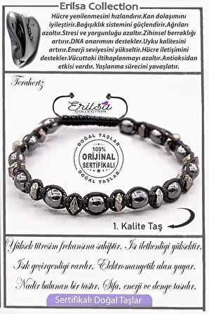 Sertifikalı AAA+ Kalite Gerçek Orijinal Terahertz Taşı Bileklik - Titreşim Taşı
