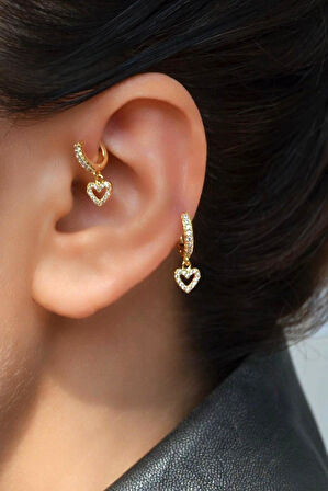 2 Adet Zirkon Kalpli Halka Piercing Tragus Helix Forward Kıkırdak Lob Daith (1 Adet 6 mm 1 Adet 8 mm)