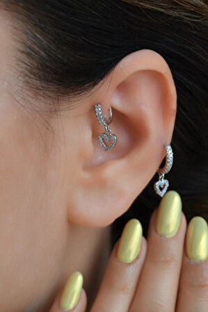 2 Adet Zirkon Kalpli Halka Piercing Tragus Helix Forward Kıkırdak Lob Daith (1 Adet 6 mm 1 Adet 8 mm)