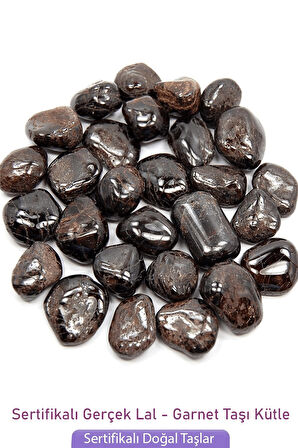 Sertifikalı Tamburlanmış Lal Granat Garnet Taşı Kütle (3 Adetli)