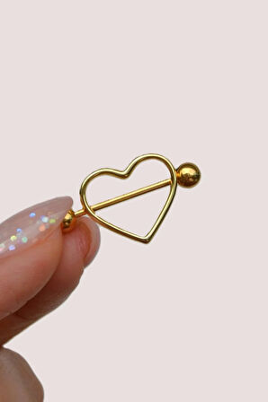 Kalpli Çerçeve Göğüs Piercingi 18 mm Kalpli Nipple Piercing