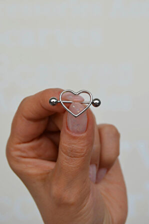 Kalpli Çerçeve Göğüs Piercingi 18 mm Kalpli Nipple Piercing
