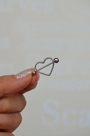 Kalpli Çerçeve Göğüs Piercingi 18 mm Kalpli Nipple Piercing