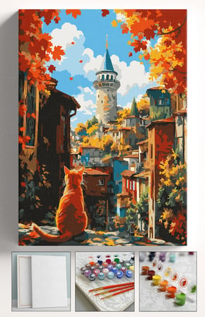 Sayılarla Boyama Seti Numaralı Tuval Fırça Boya Askı Aparatı Dahil Set 40x50 Cm - GALATA MANZARA