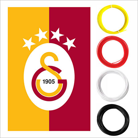 3D Kalem için Galatasaray Temalı (Sarı,Kırmızı,Beyaz,Siyah) PLA Filament Seti