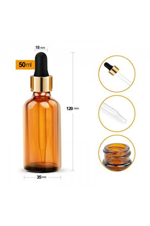 Amber Cam Şişe 50ml Cam Damlalıklı