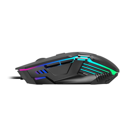 GAMDIAS AURA GS4, Çok Renkli Aydınlatma,  USB Kablolu, 6 Tuşlu, Gaming Mouse, 3.600 DPI, Siyah