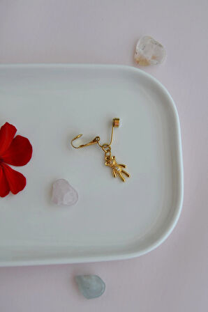 Deliksiz Göbek Piercingi Ayıcık Model Ayıcık Charmlı Mıknatıslı Göbek Piercingi