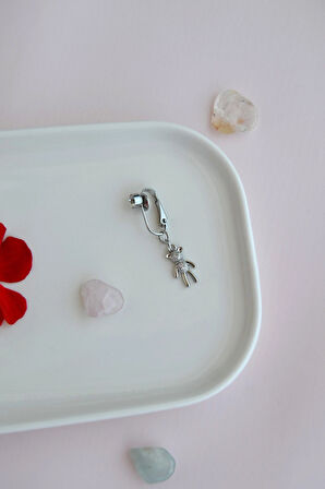 Deliksiz Göbek Piercingi Ayıcık Model Ayıcık Charmlı Mıknatıslı Göbek Piercingi