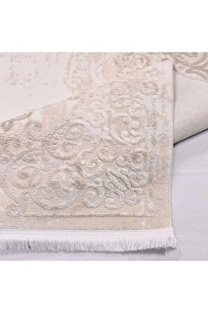 İpek Mekik Halı Gaspara Bej Ekru Klasik Motifli Halı