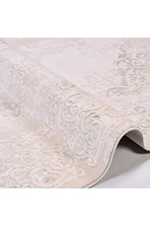 İpek Mekik Halı Gaspara Bej Ekru Klasik Motifli Halı