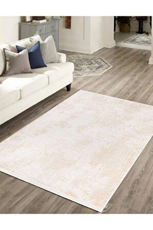 İpek Mekik Halı Gaspara Bej Krem Modern Desen Halı
