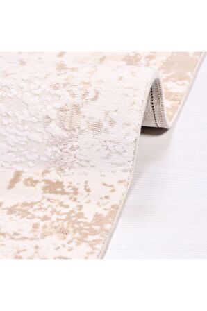 İpek Mekik Halı Gaspara Bej Ekru Eskitme Desen Halı