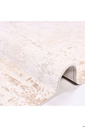 İpek Mekik Halı Gaspara Bej Ekru Eskitme Desen Halı