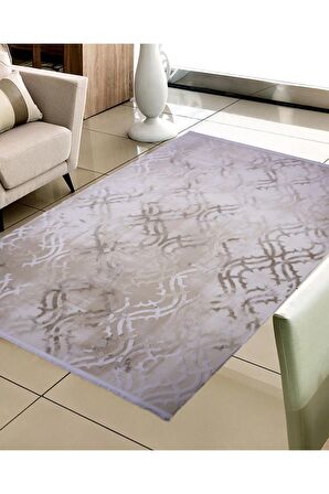 İpek Mekik Halı Gaspara Gri Bej Çizgi Desen Halı