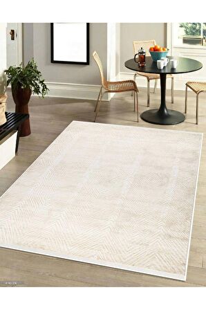 İpek Mekik Halı Gaspara Vizon Krem Çizgi Motifli Halı