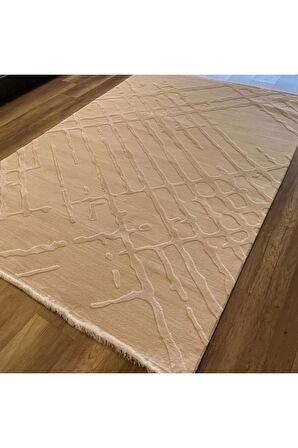 İpek Mekik Halı Gaspara Vizon Krem Modern Eskitme Desen Halı