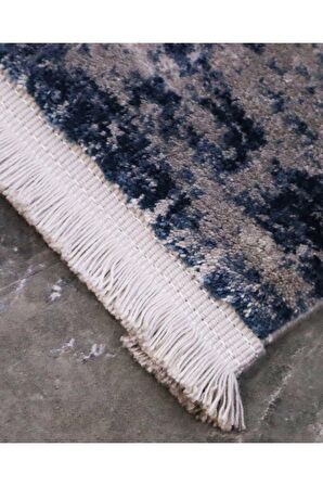 İpek Mekik Halı Gaspara Mavi Beyaz Eskitme Desen Halı