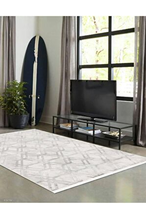 İpek Mekik Halı Gaspara Gri Çizgi Desenli Halı