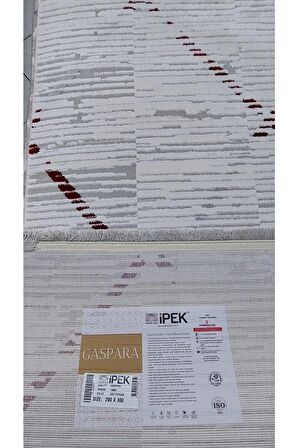 İpek Mekik Halı Gaspara Bordo Gri Modern Çizgi Desenli Halı