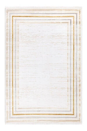 İpek Mekik Halı Gaspara Sarı Ekru Modern Desenli Halı